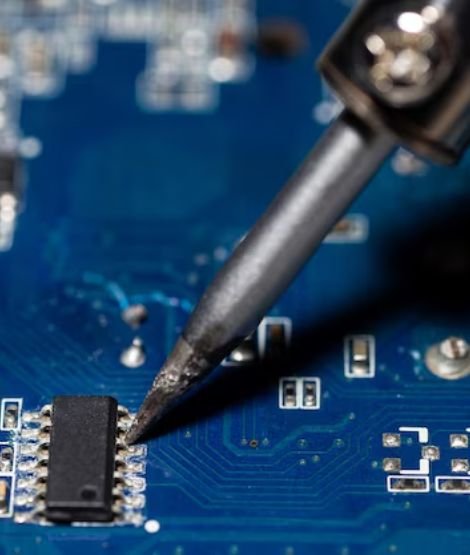 A collection of repaired PLC and VFD electronic cards